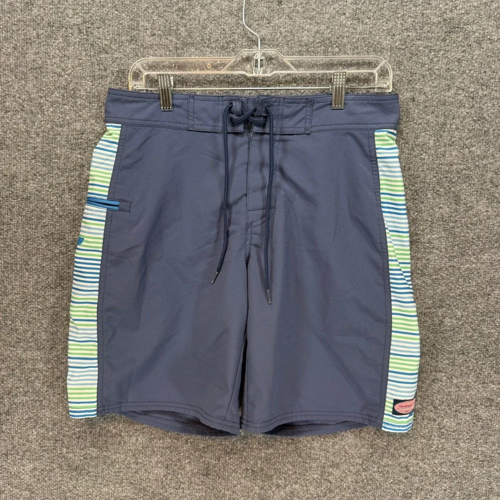Vineyard Vines Board Shorts‎ Mens 30 Blue Striped Side Panel Swim Trunks Beach